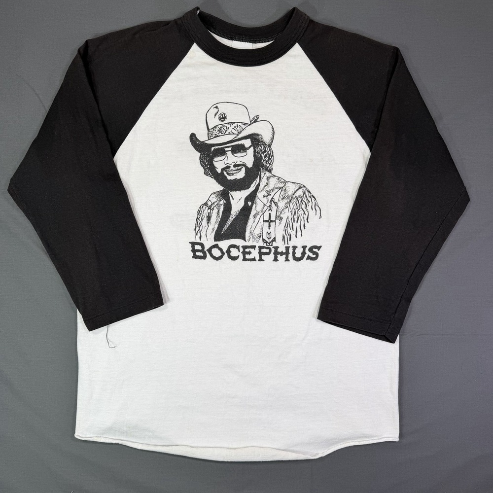 Vintage Hank Williams Jr Band Tee Bocephus Raglan XL 1983 With The Bama Band